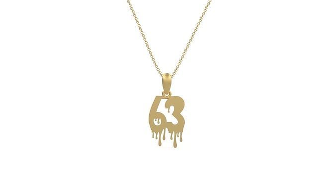 Model 1296 63 Bloody Terror Initial Number Pendant 3D print model