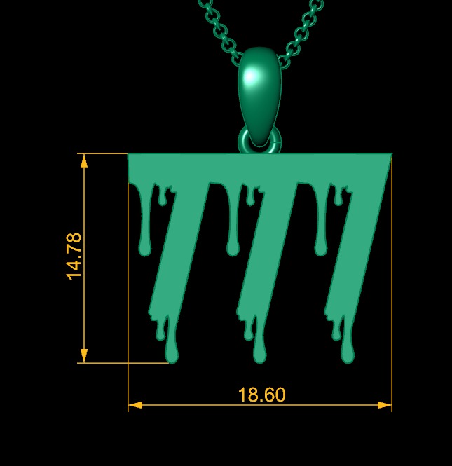 Model 1300 777 Bloody Terror Initial Number Pendant 3D print model_9