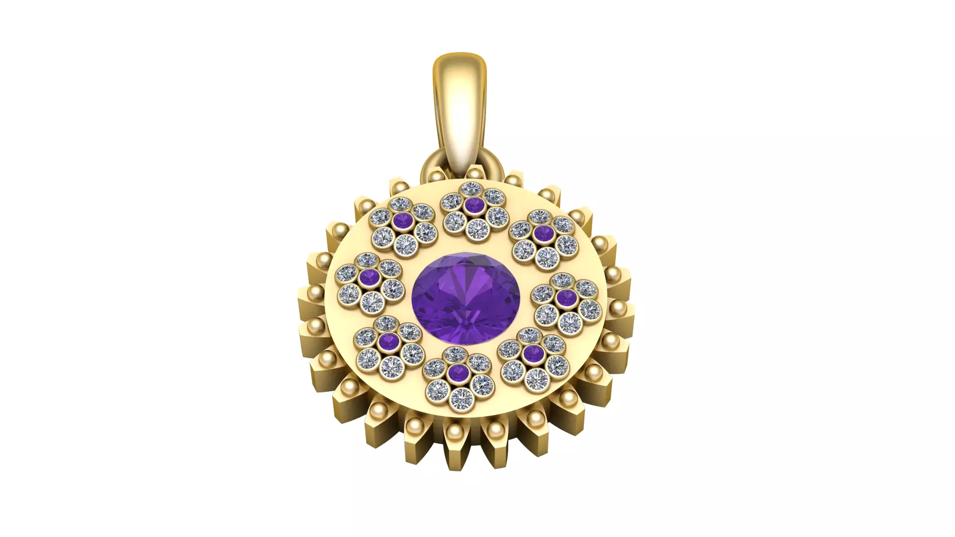 PRECIOUS PURPLE DIAMONT PENDANT 3DPRINTABLE MODEL 3D print model