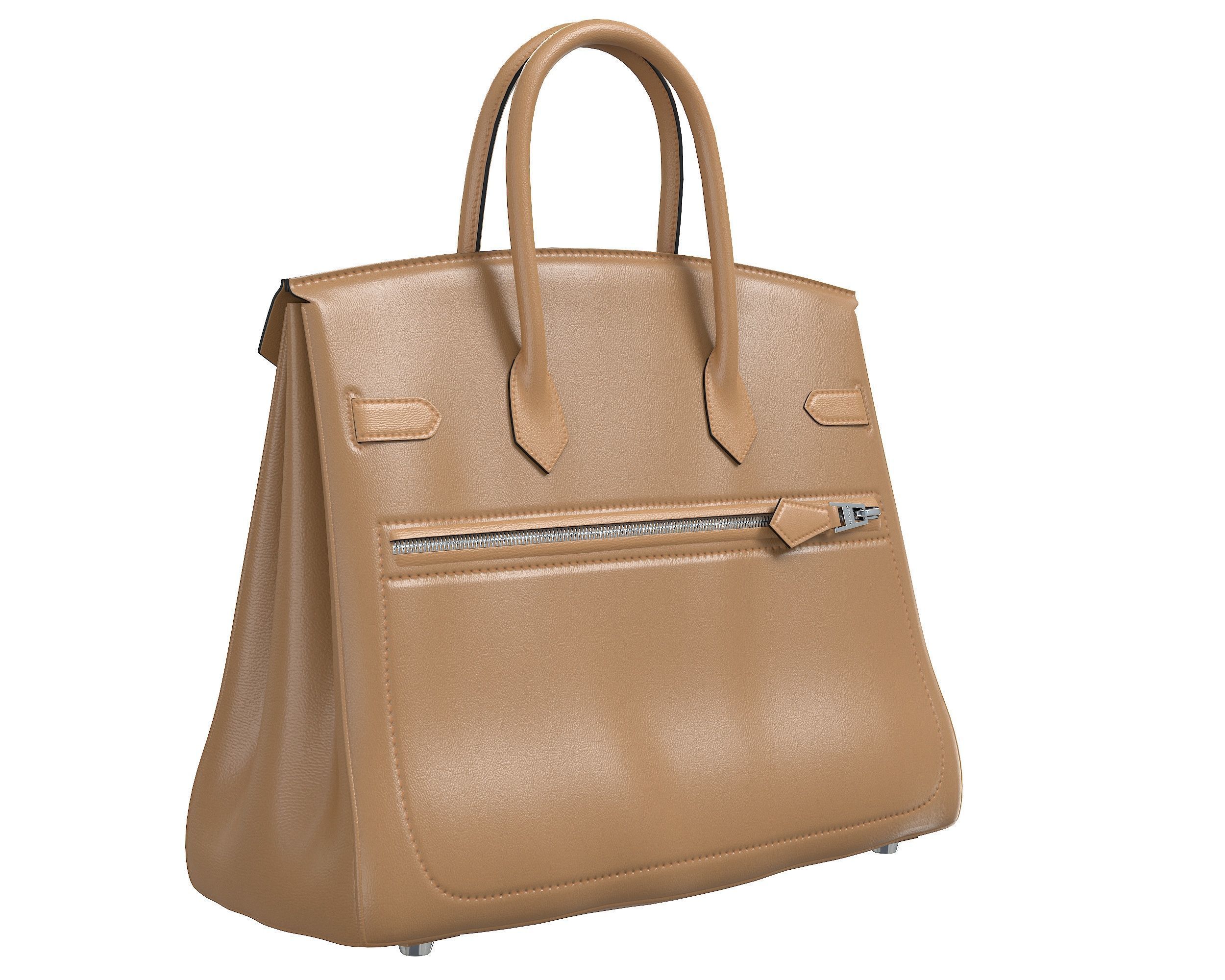 Hermes Birkin Rock Bag Beige Low-poly 3D model_6