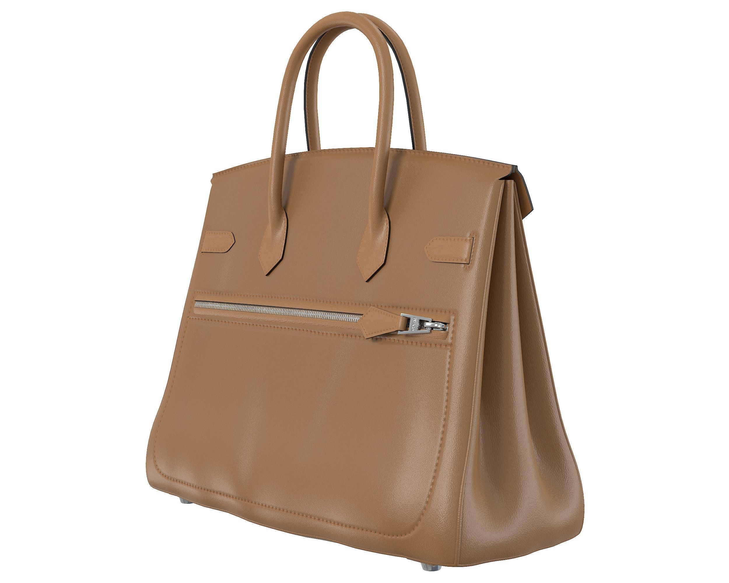 Hermes Birkin Rock Bag Beige Low-poly 3D model_5