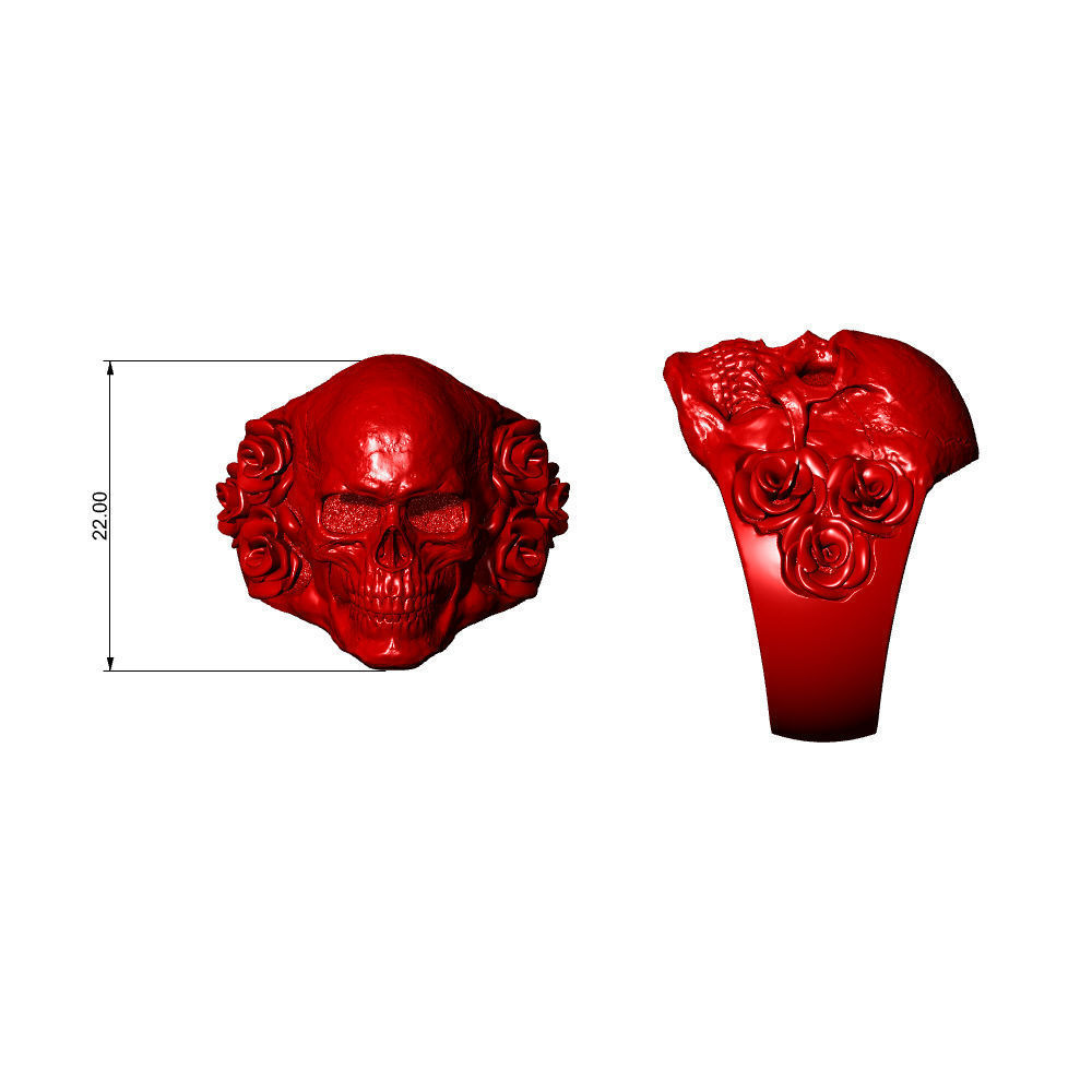 Ring Skull roses - Jewelry 3D - AN-644 3D print model_5