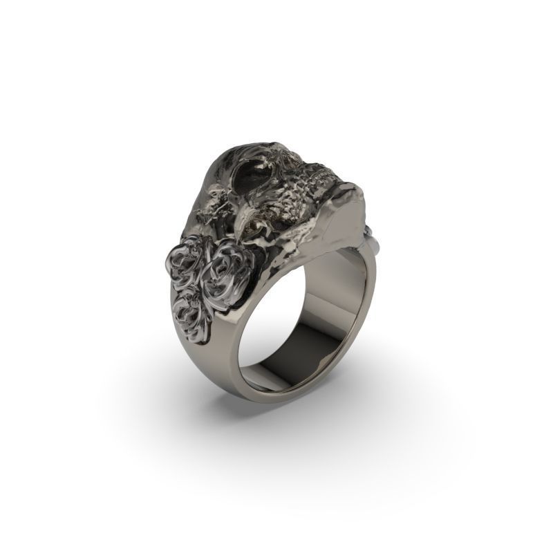 Ring Skull roses - Jewelry 3D - AN-644 3D print model_8