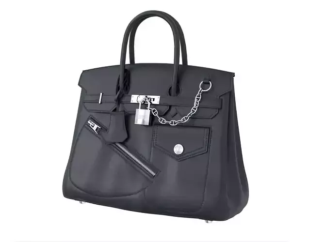 Hermes Birkin Rock Bag Black Low-poly 3D model Hermes Birkin Rock Bag Black Low-poly 3D model