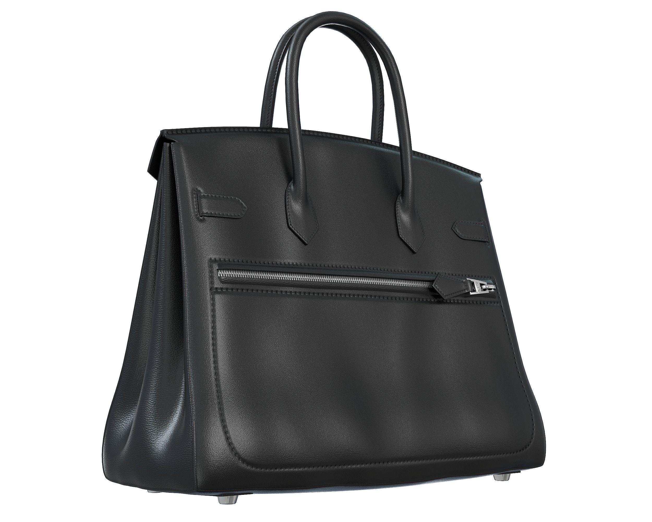 Hermes Birkin Rock Bag Black Low-poly 3D model_5