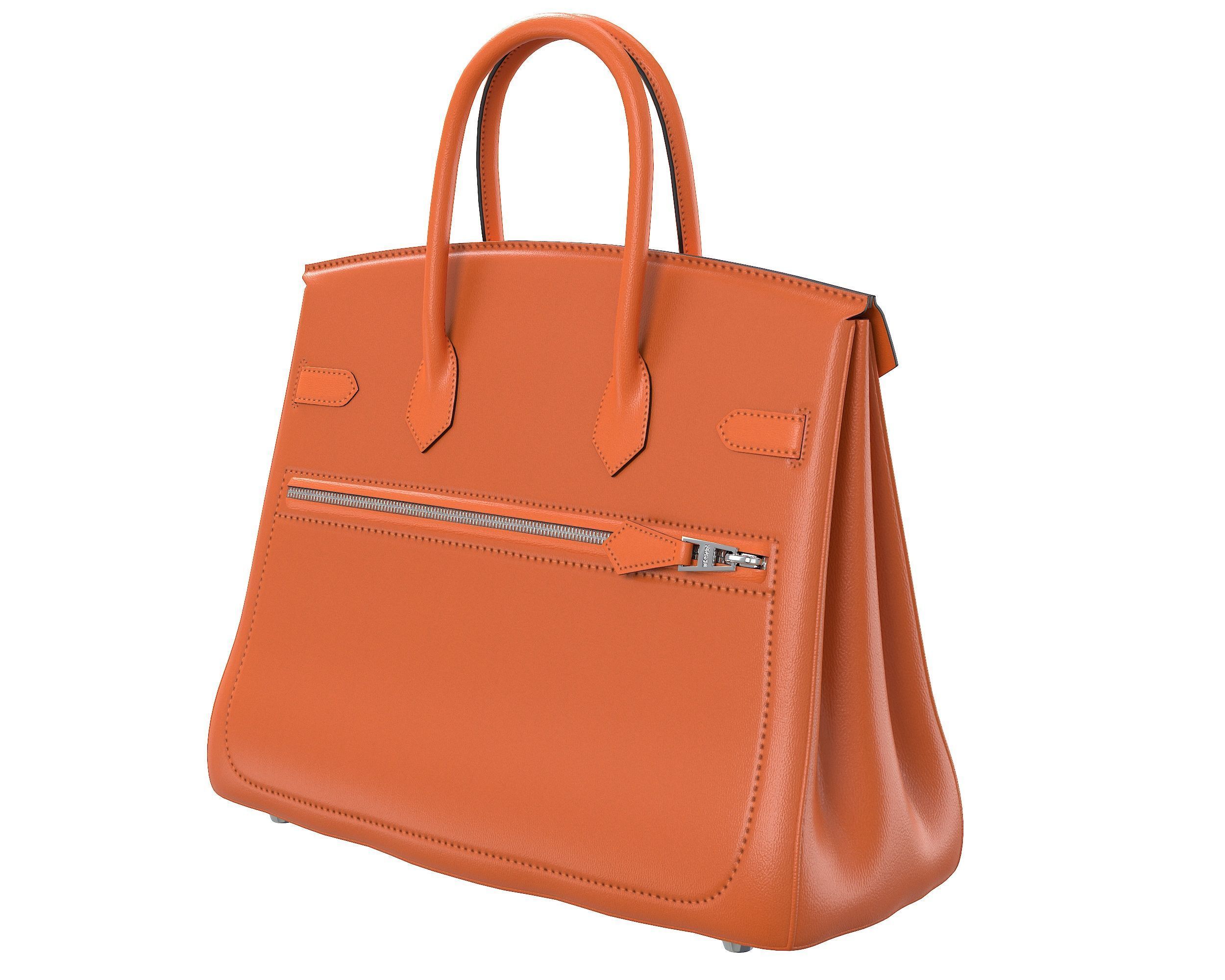 Hermes Birkin Rock Bag Orange Low-poly 3D model_5