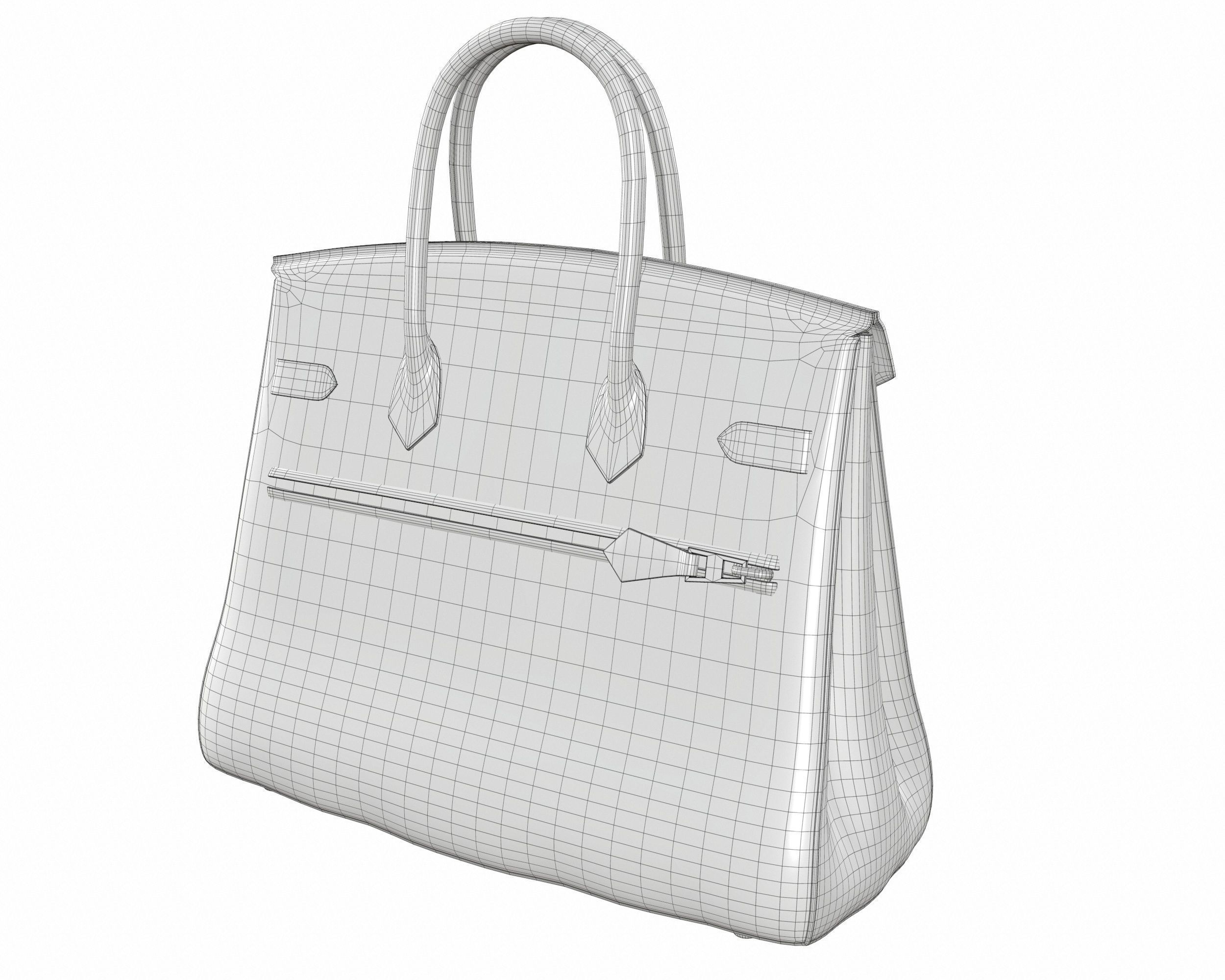 Hermes Birkin Rock Bag Orange Low-poly 3D model_9