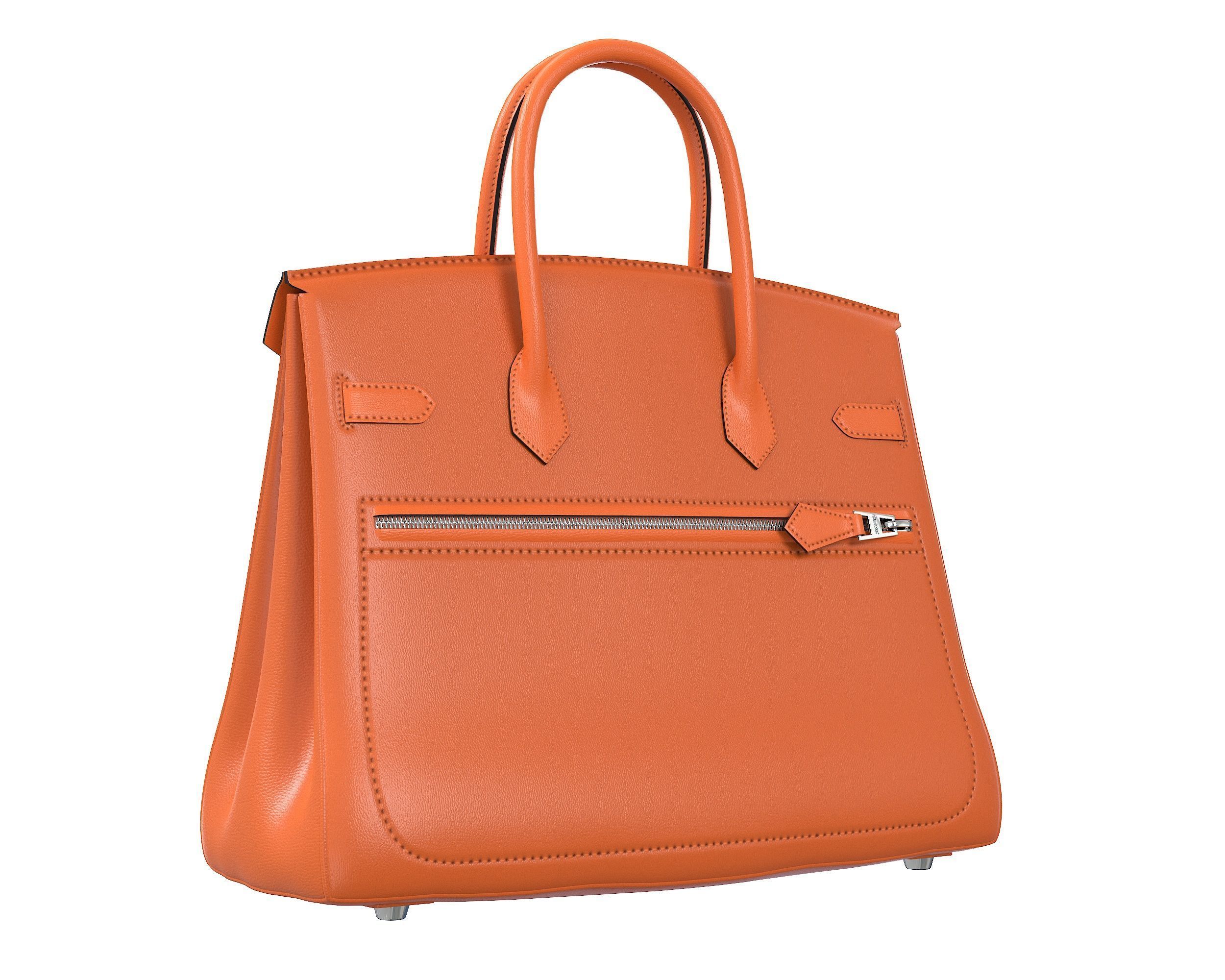 Hermes Birkin Rock Bag Orange Low-poly 3D model_4