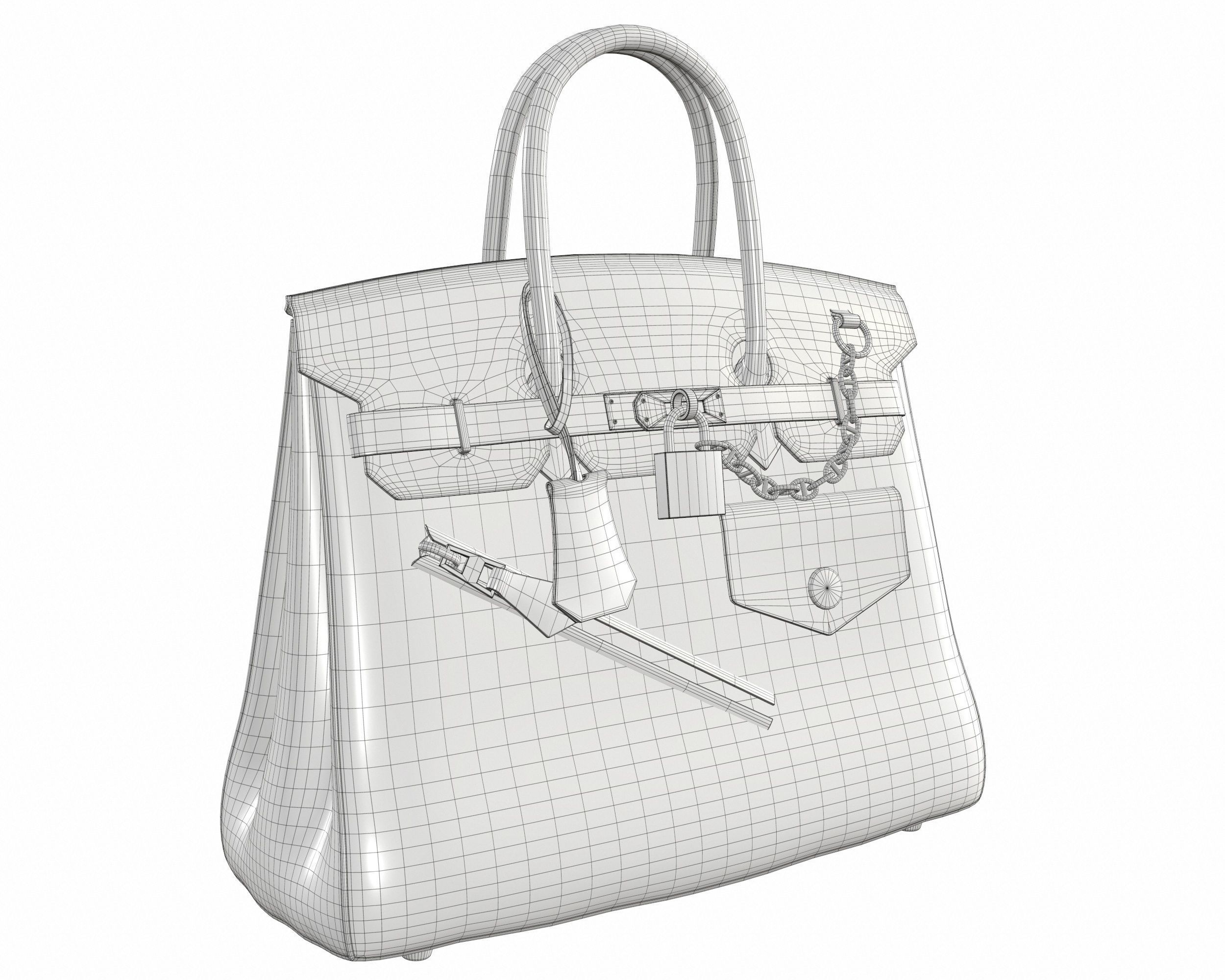 Hermes Birkin Rock Bag Orange Low-poly 3D model_8