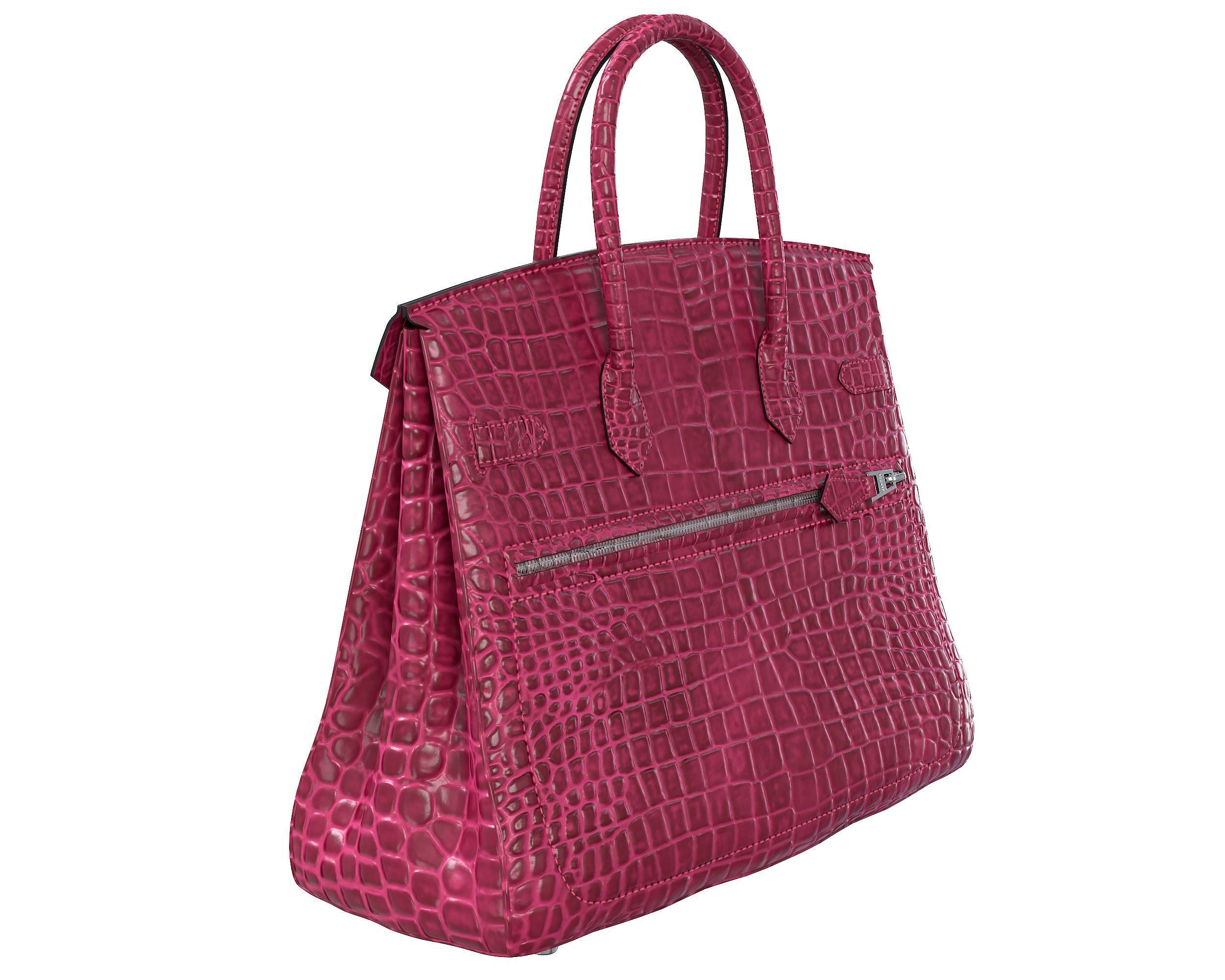 Hermes Birkin Rock Bag Pink Crocodile Low-poly 3D model_5