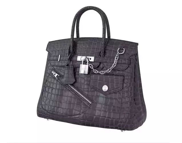Hermes Birkin Rock Bag Purple Crocodile Low-poly 3D model Hermes Birkin Rock Bag Purple Crocodile Low-poly 3D model
