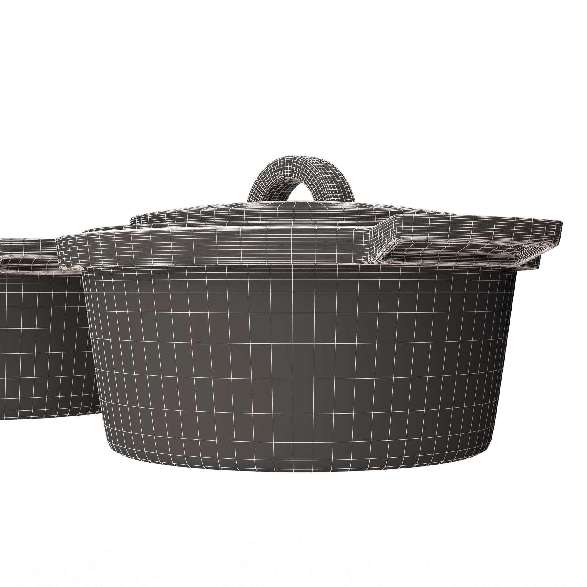 Cooking Pot Low-poly 3D model_9