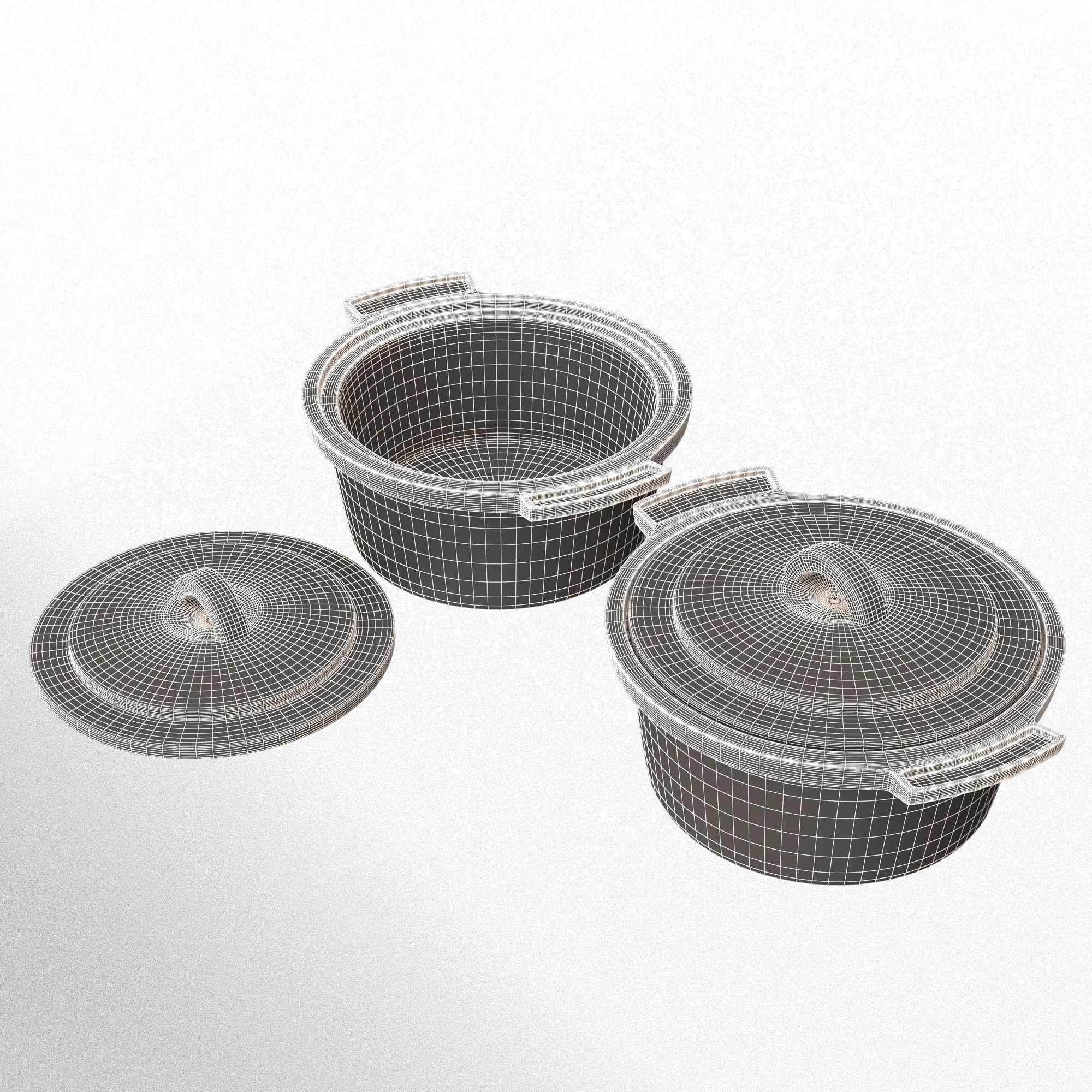 Cooking Pot Low-poly 3D model_10