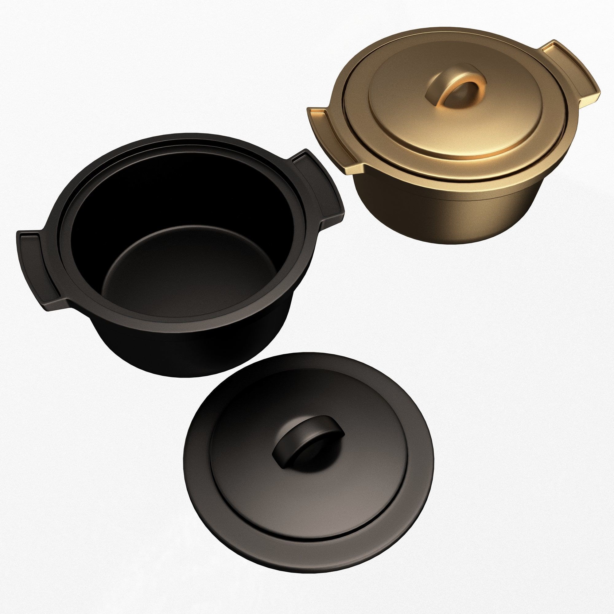 Cooking Pot Low-poly 3D model_3