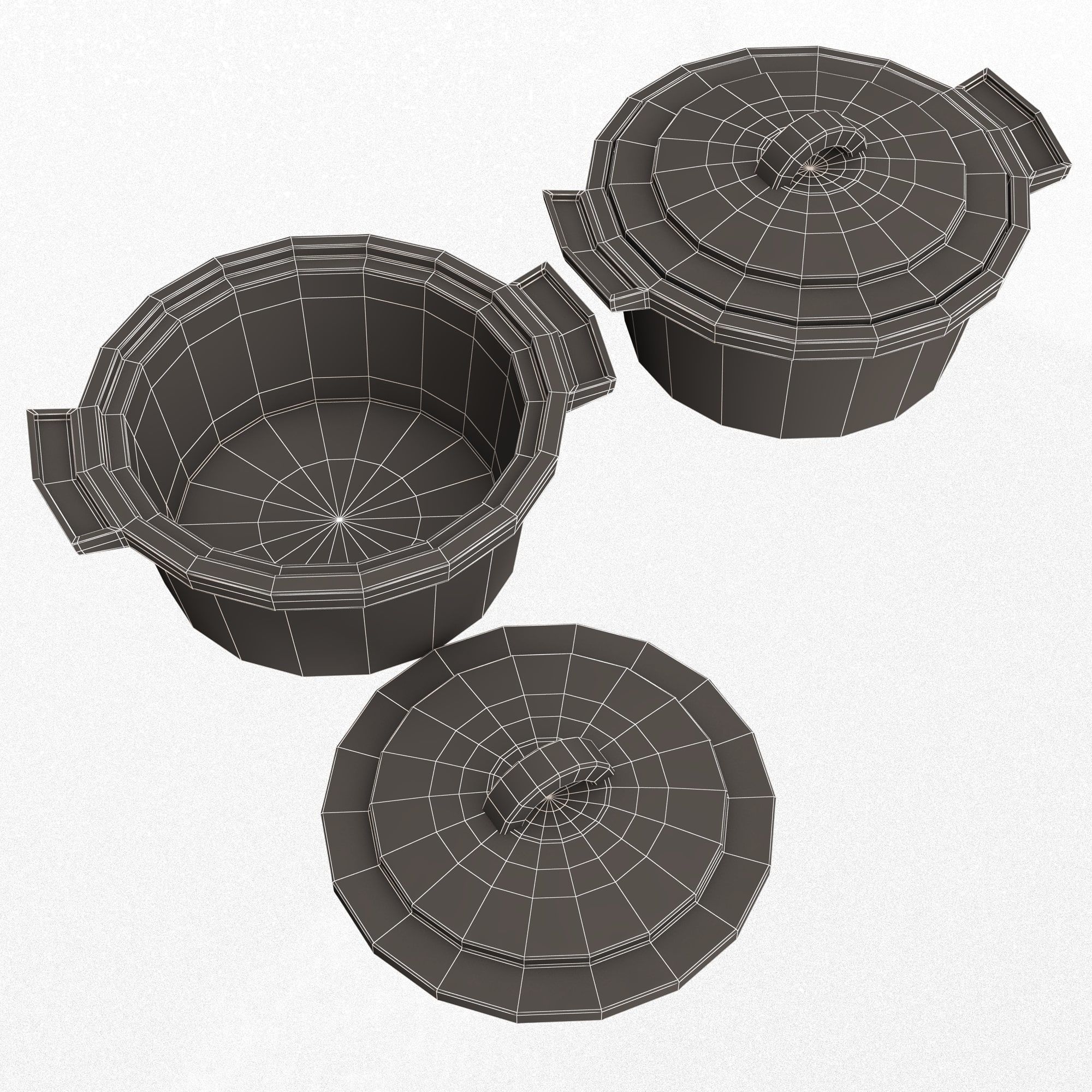 Cooking Pot Low-poly 3D model_14