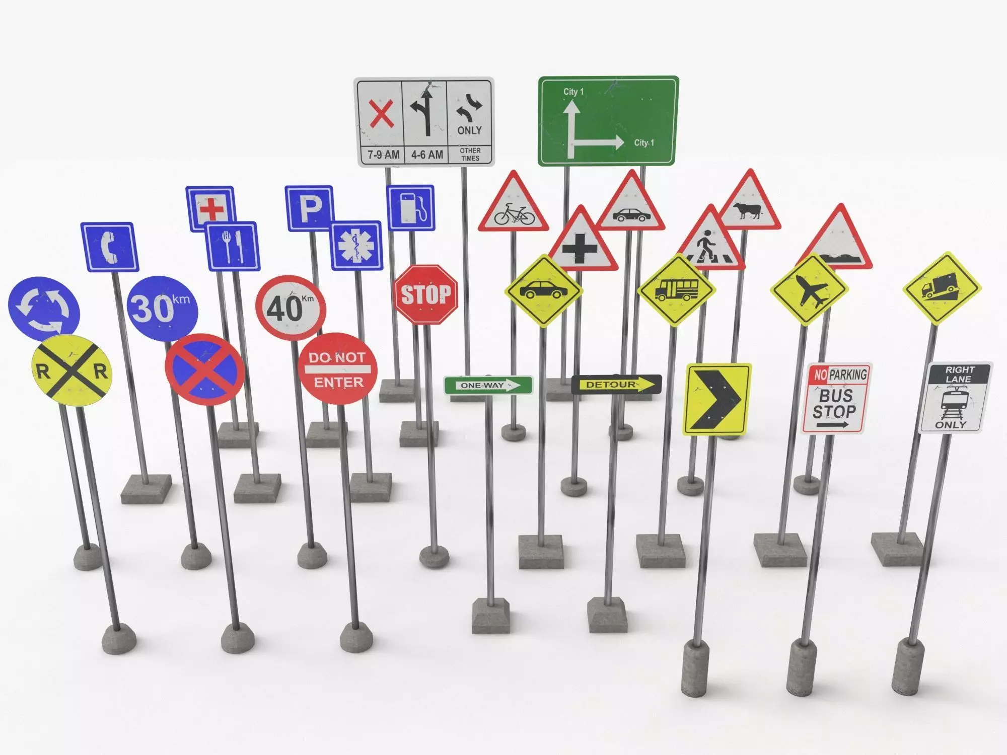 Road signs Pack  3D  model 3D model_0