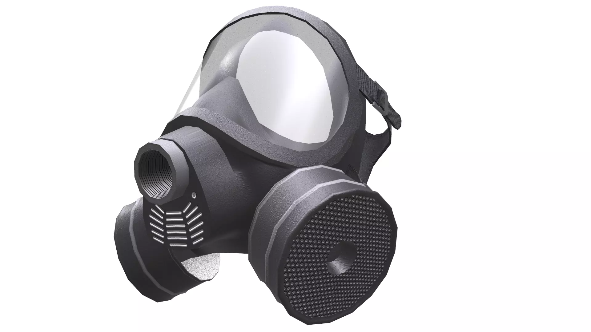 Gas Face Full Mask Respirator Low Poly Low-poly 3D model_0