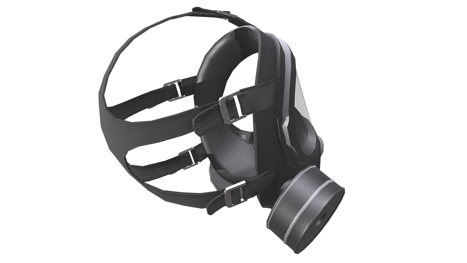 Gas Face Full Mask Respirator Low Poly Low-poly 3D model_12