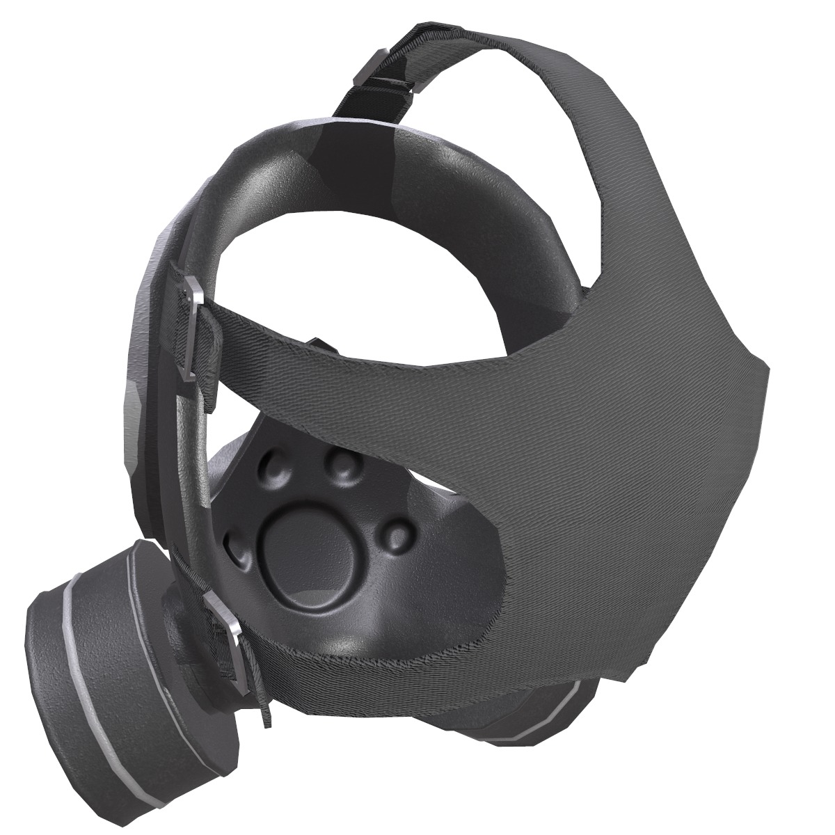 Gas Face Full Mask Respirator Low Poly Low-poly 3D model_7