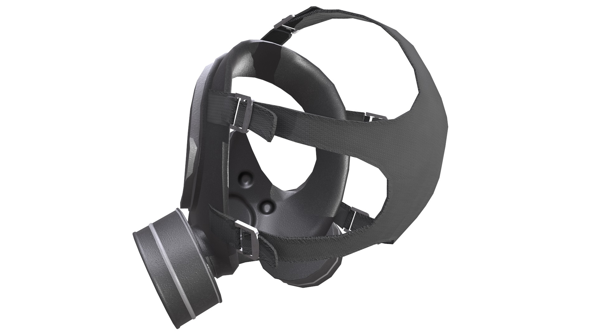 Gas Face Full Mask Respirator Low Poly Low-poly 3D model_9