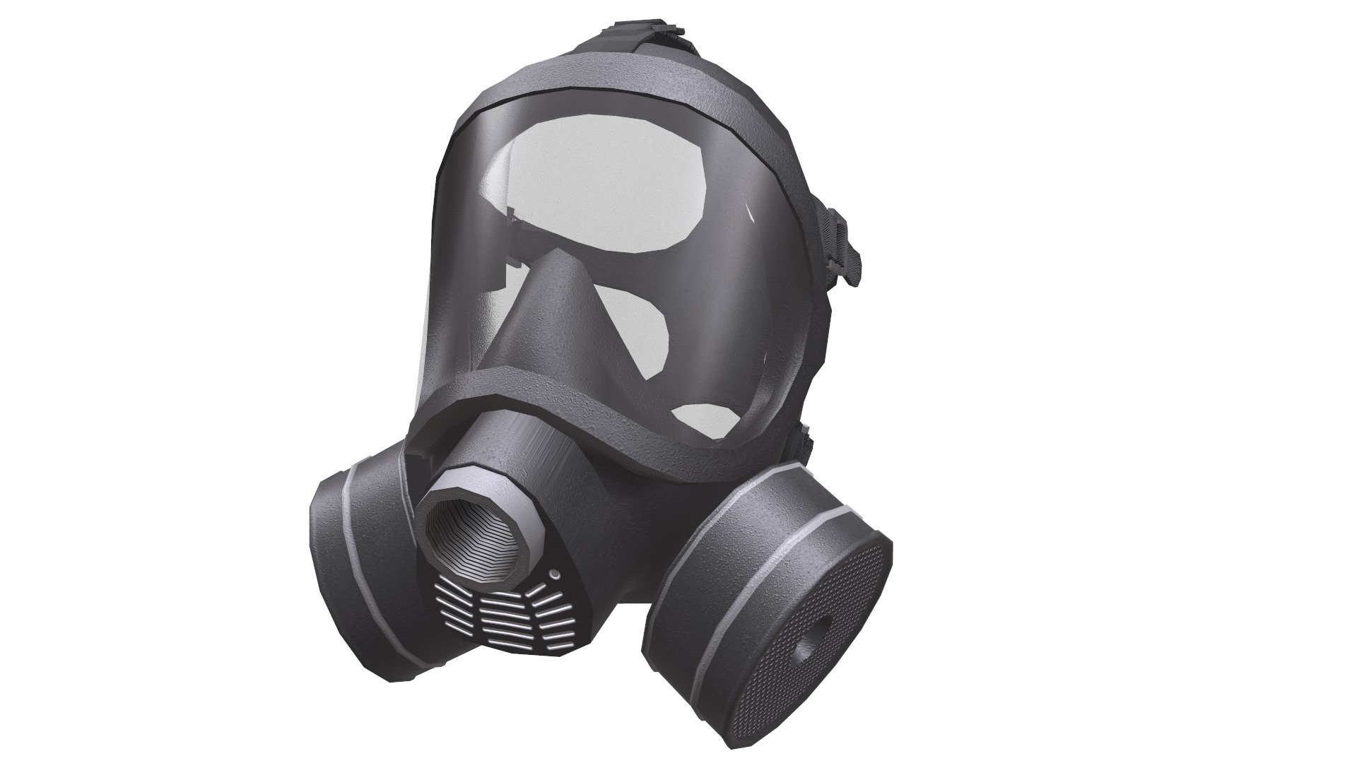 Gas Face Full Mask Respirator Low Poly Low-poly 3D model_11