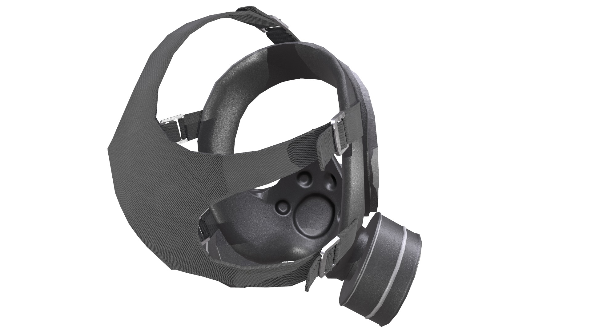 Gas Face Full Mask Respirator Low Poly Low-poly 3D model_10