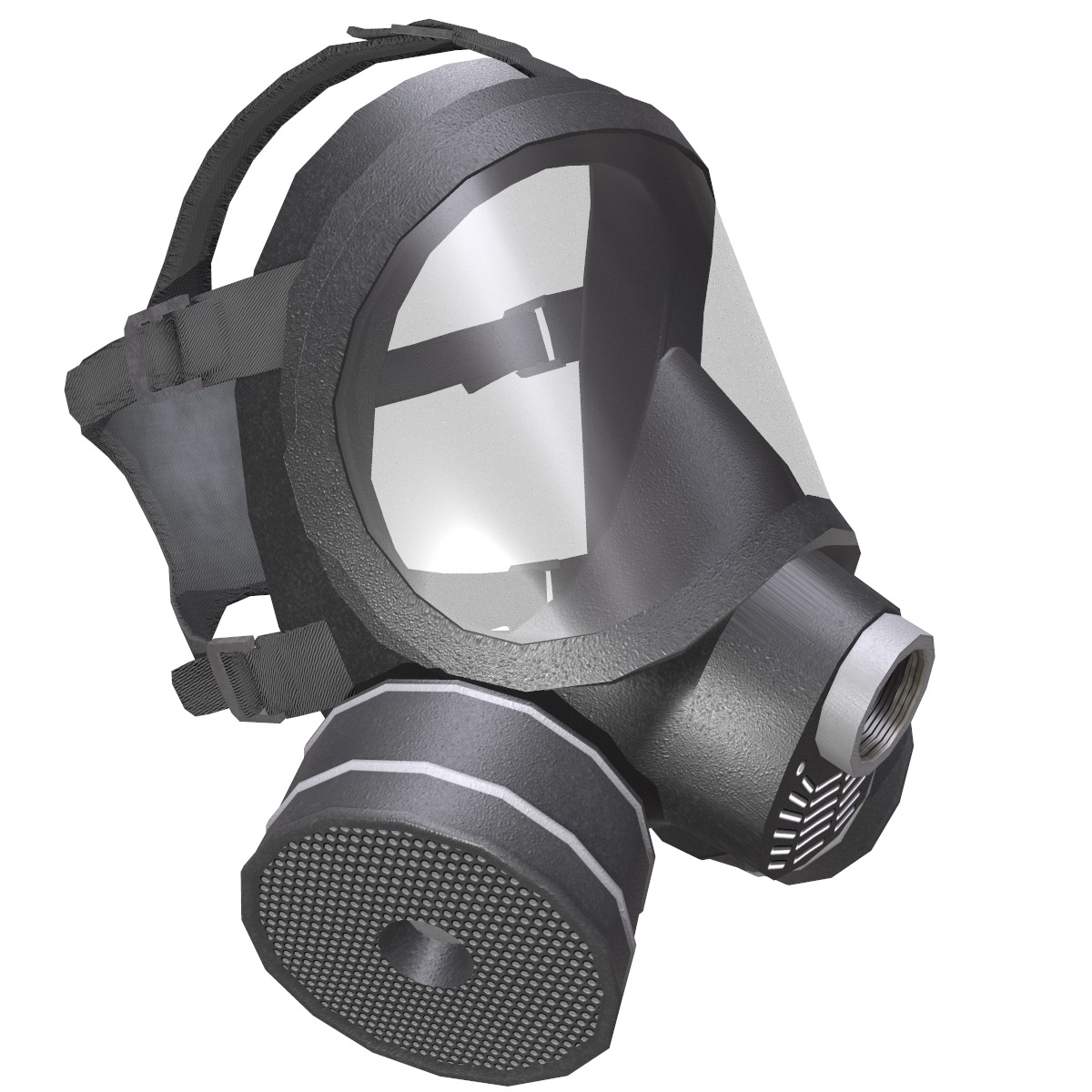 Gas Face Full Mask Respirator Low Poly Low-poly 3D model_2