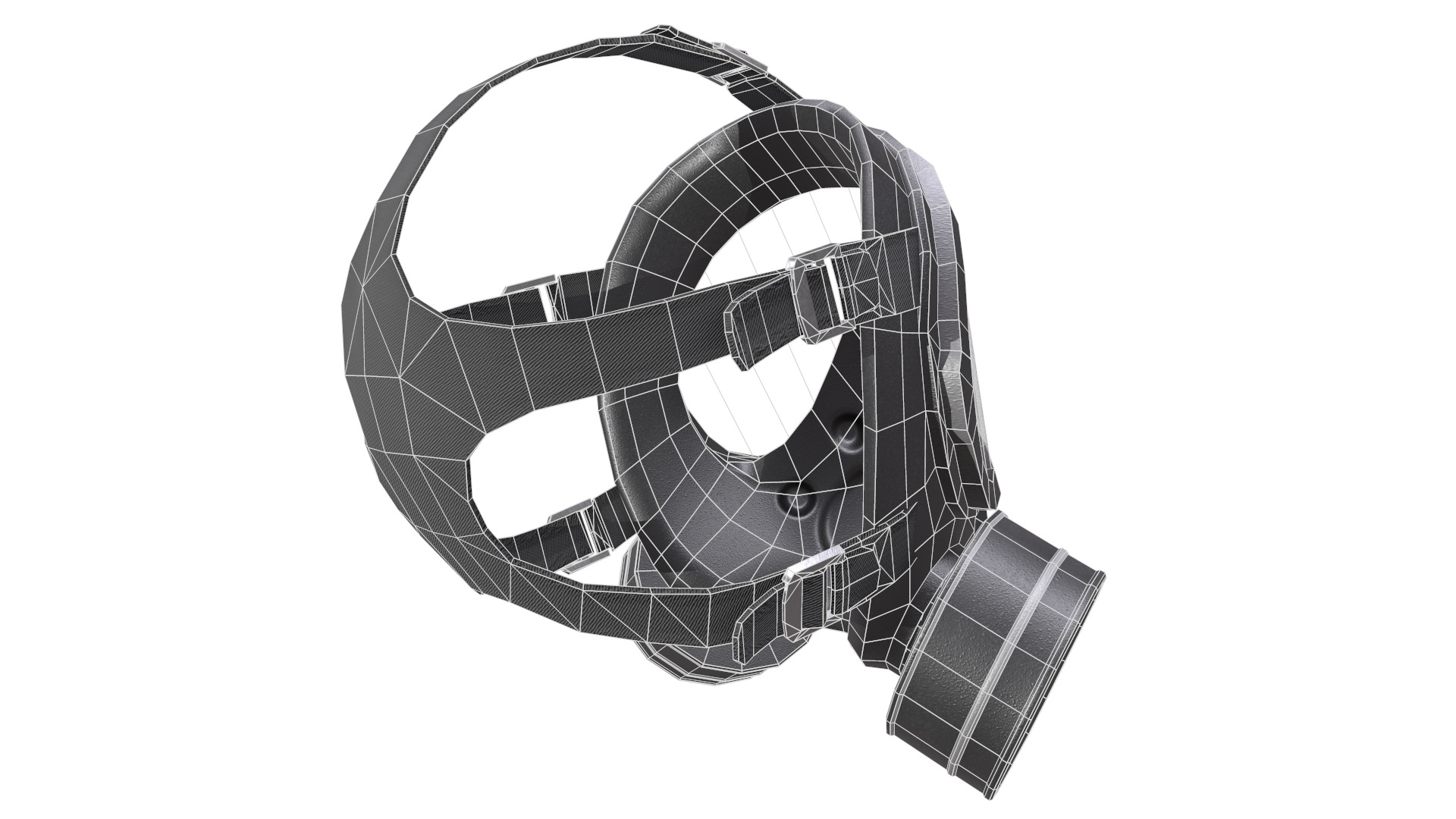Gas Face Full Mask Respirator Low Poly Low-poly 3D model_23