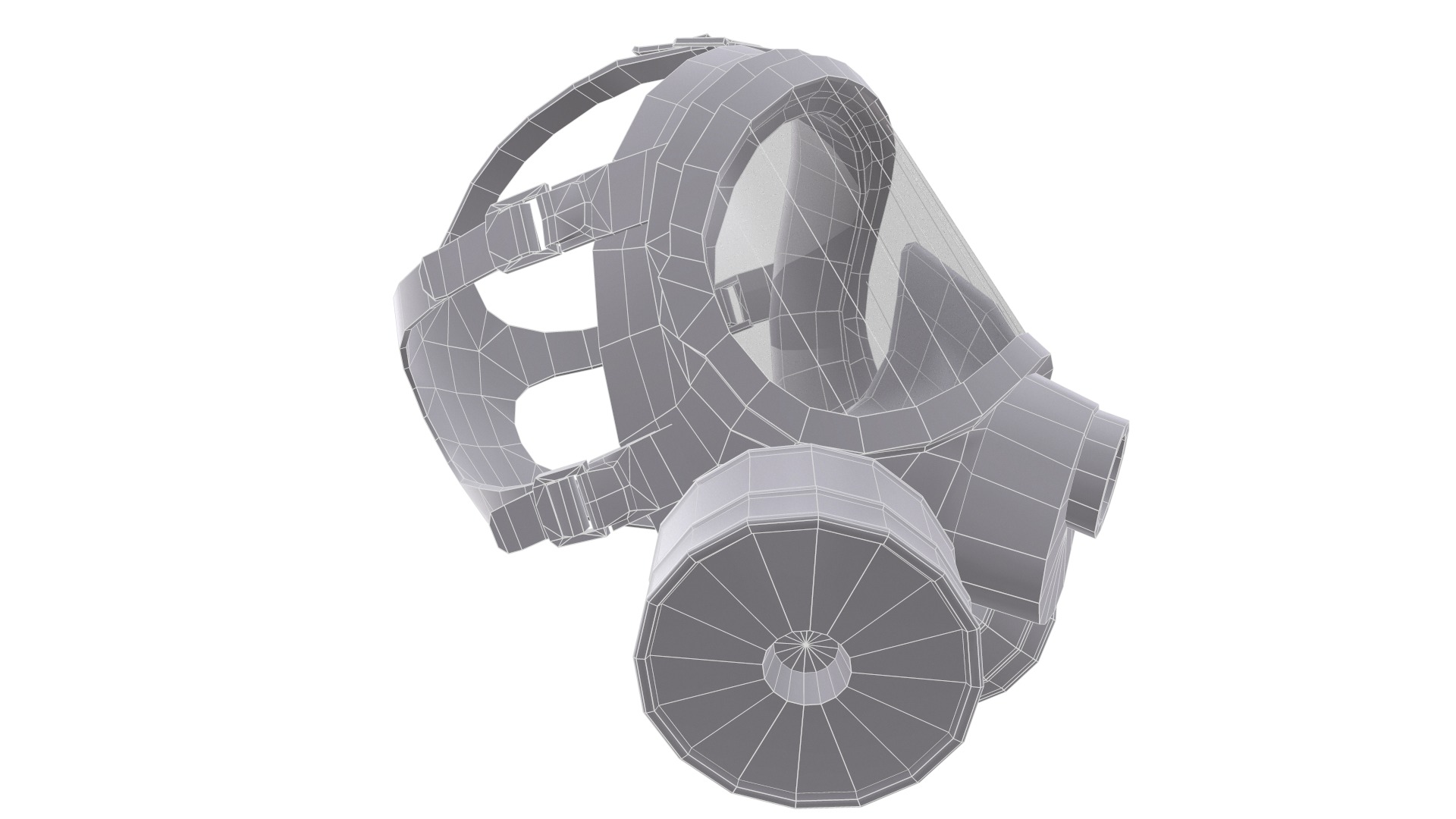 Gas Face Full Mask Respirator Low Poly Low-poly 3D model_25