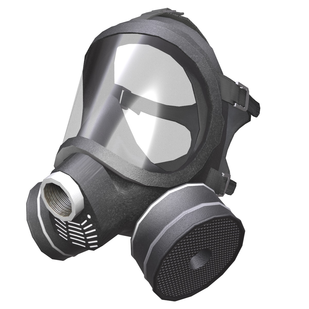 Gas Face Full Mask Respirator Low Poly Low-poly 3D model_1