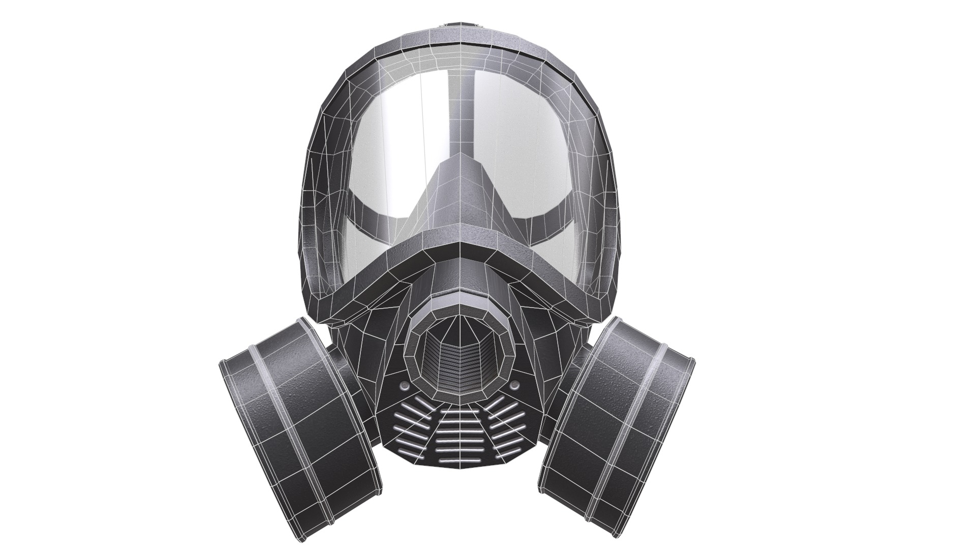 Gas Face Full Mask Respirator Low Poly Low-poly 3D model_20