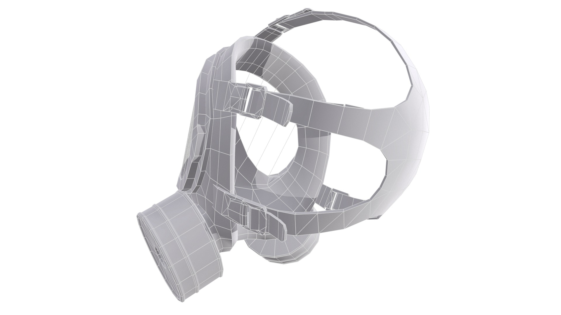Gas Face Full Mask Respirator Low Poly Low-poly 3D model_26