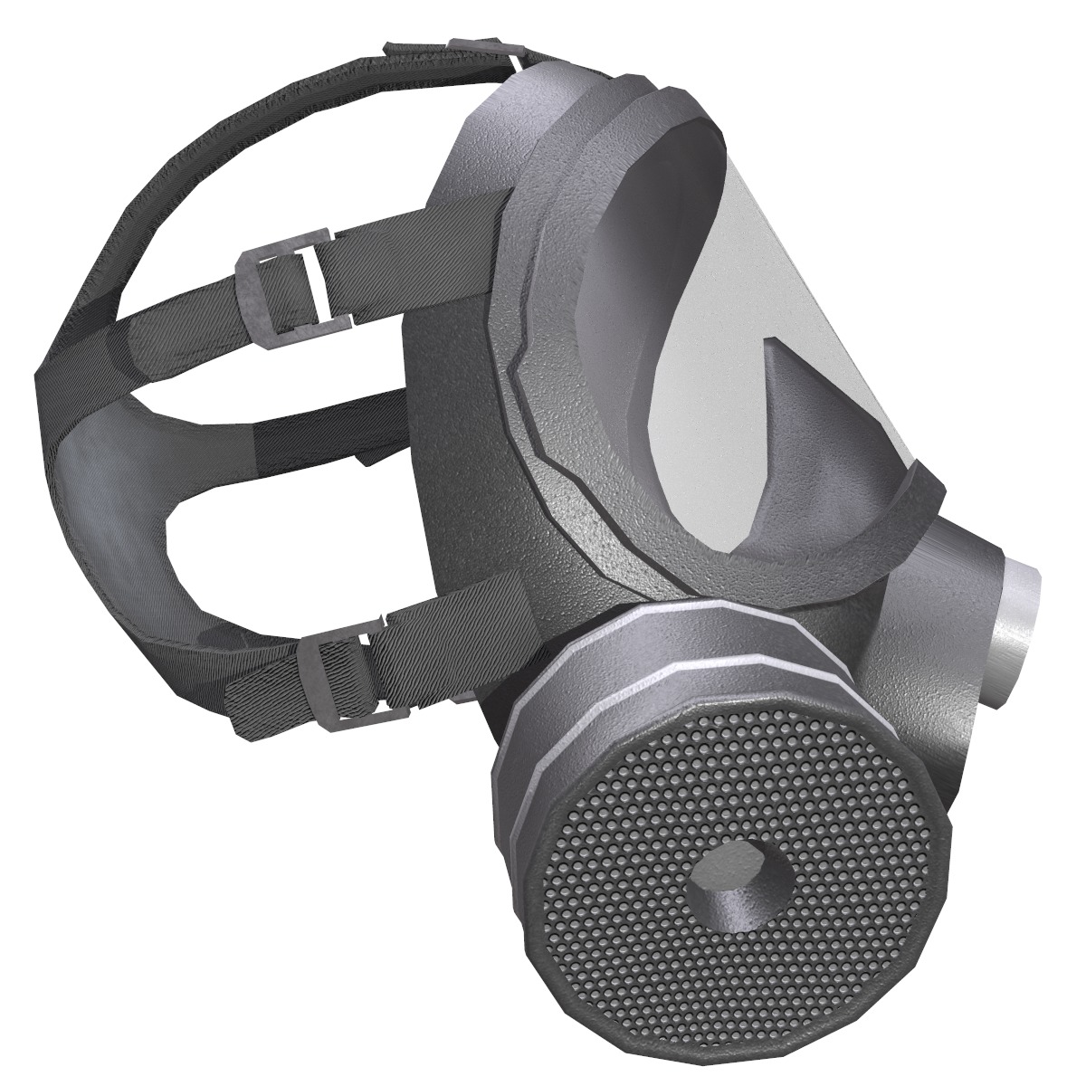 Gas Face Full Mask Respirator Low Poly Low-poly 3D model_3