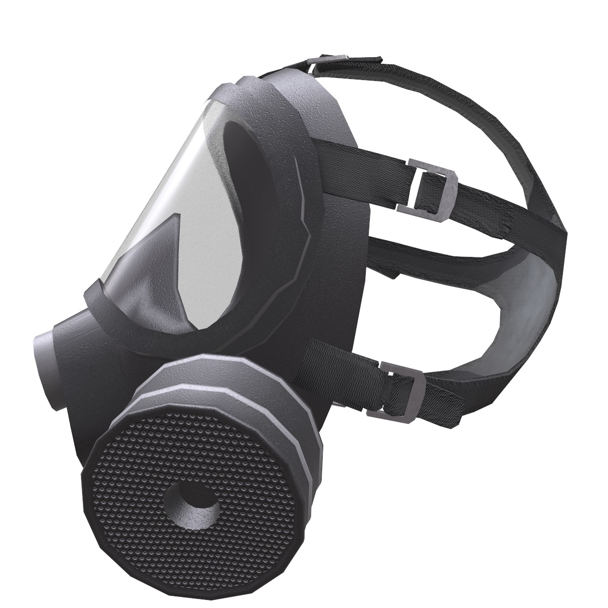 Gas Face Full Mask Respirator Low Poly Low-poly 3D model_4