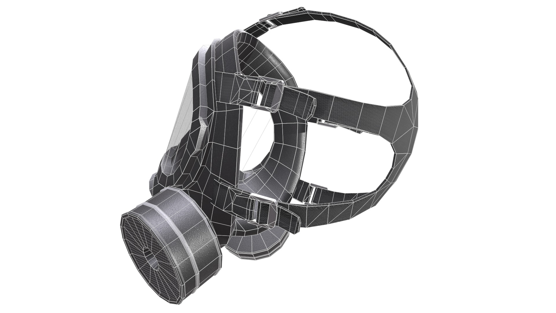 Gas Face Full Mask Respirator Low Poly Low-poly 3D model_22