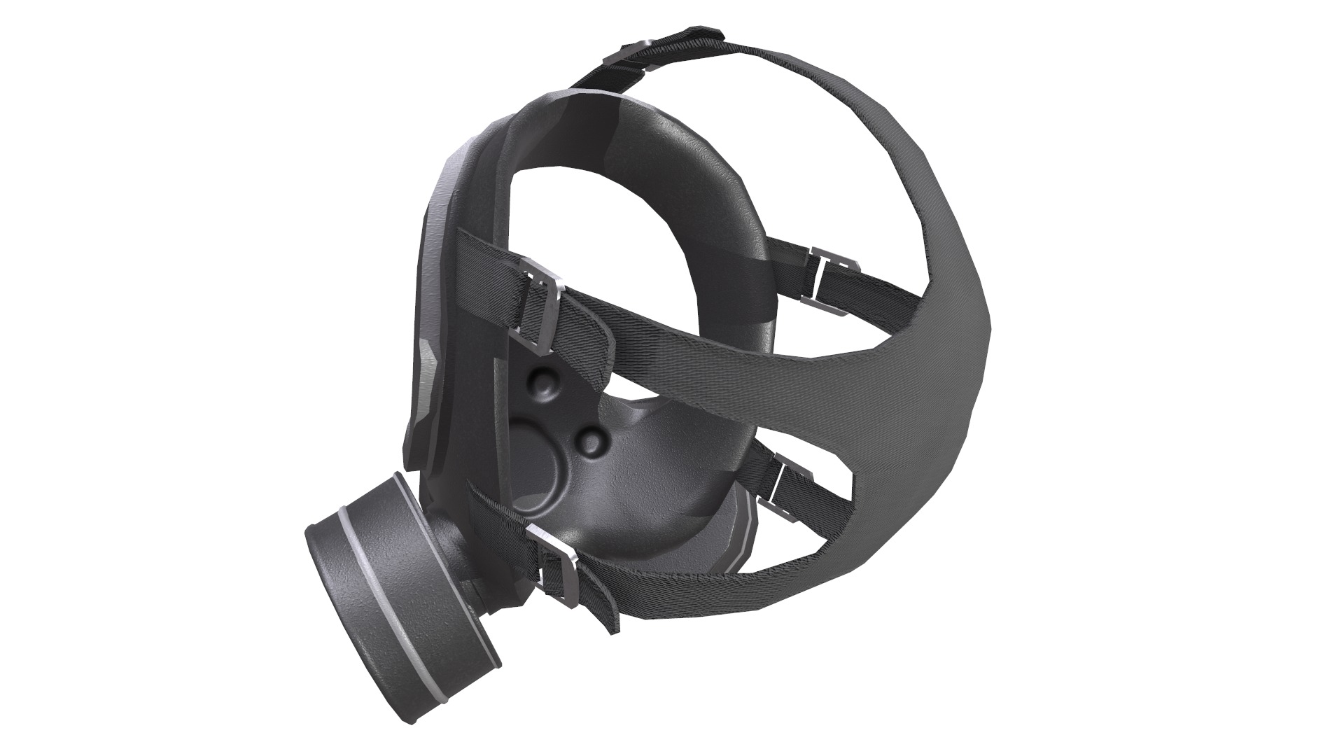 Gas Face Full Mask Respirator Low Poly Low-poly 3D model_19