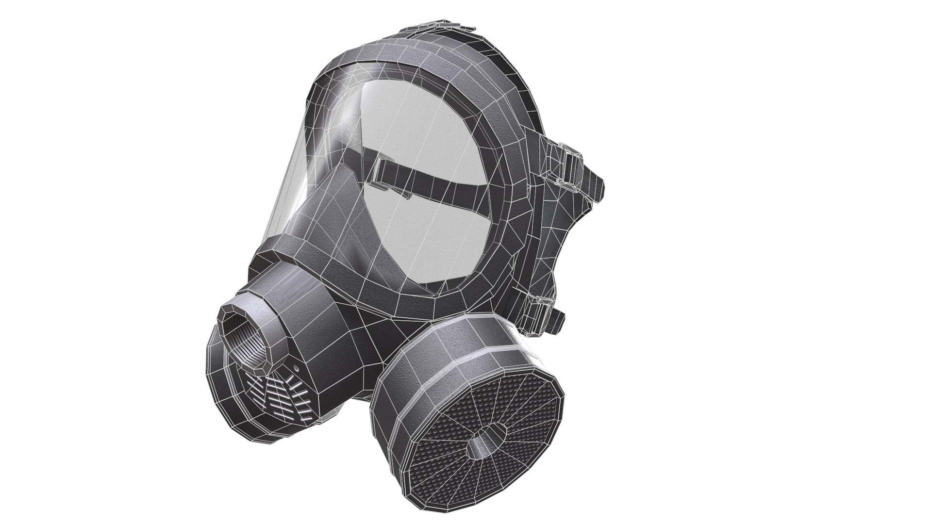 Gas Face Full Mask Respirator Low Poly Low-poly 3D model_21