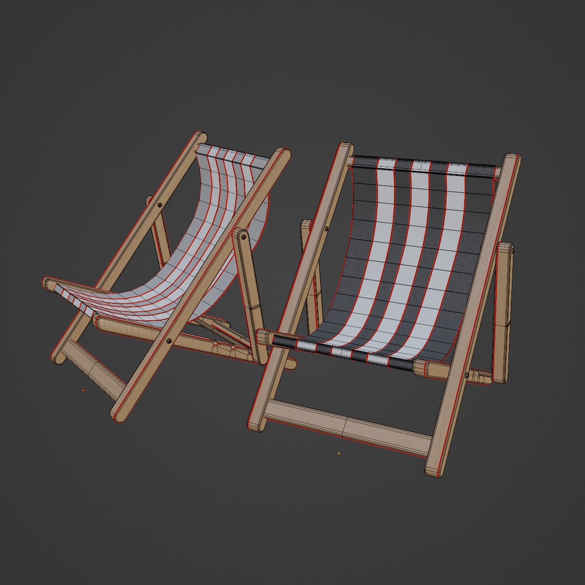 Beach Chair Deck 06 Low-poly 3D model_7