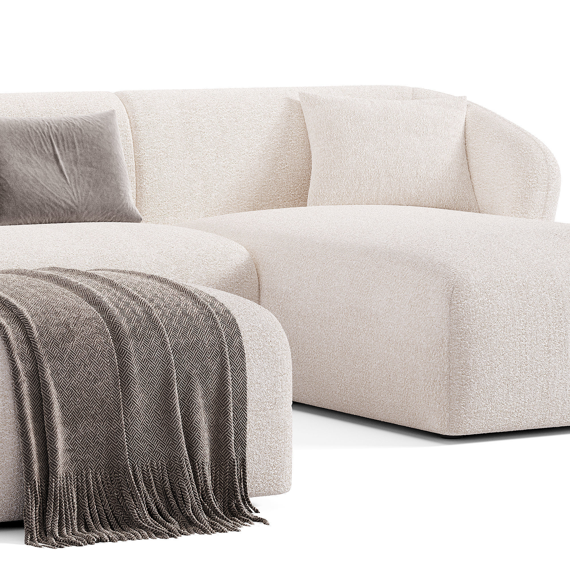 Auburn Performance Fabric Chaise Sectional Sofa with Ottoman Low-poly 3D model_3