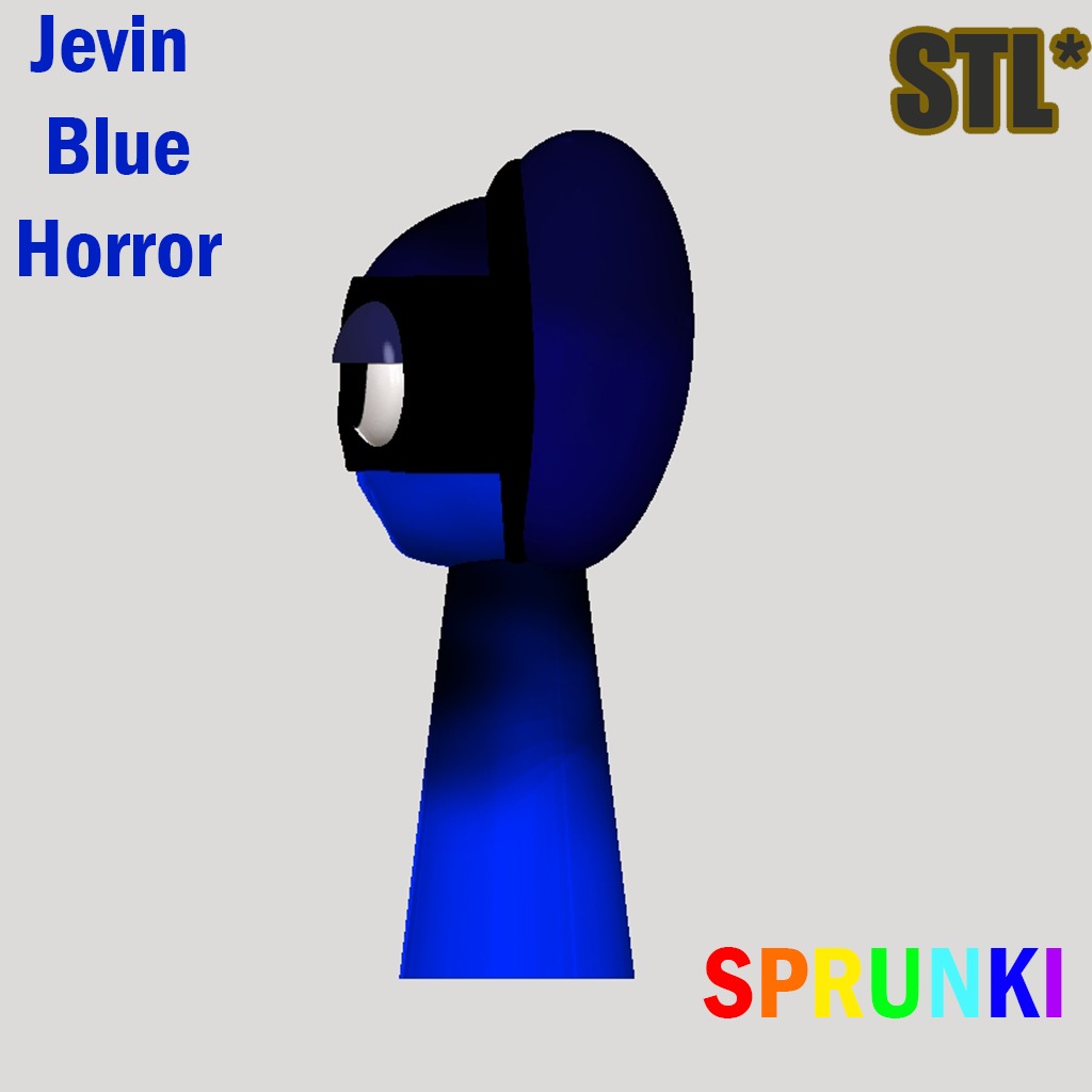 STL Sprunki Incredibox Jevin Blue Horror STL 3D Character Fanart 3D print model_1