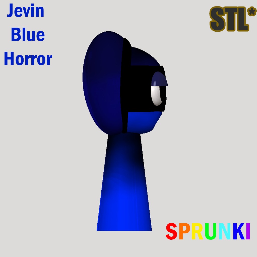 STL Sprunki Incredibox Jevin Blue Horror STL 3D Character Fanart 3D print model_2