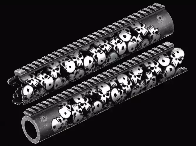 Unique AR Skull Handguard and XTM Rail Cover Low-poly 3D model