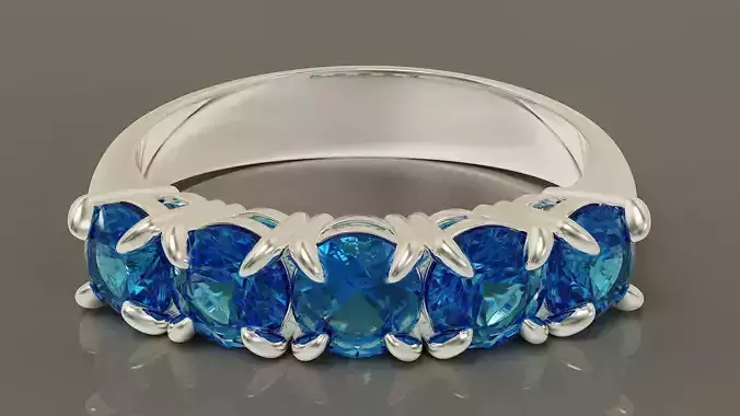 Prong set round cut diamond five stone ring