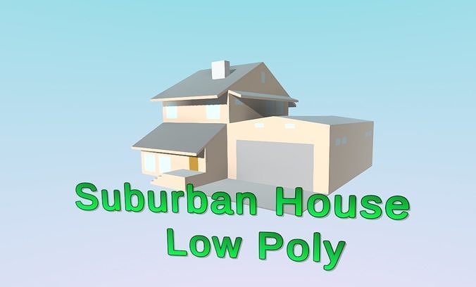 Suburban House Low Poly Free low-poly 3D model