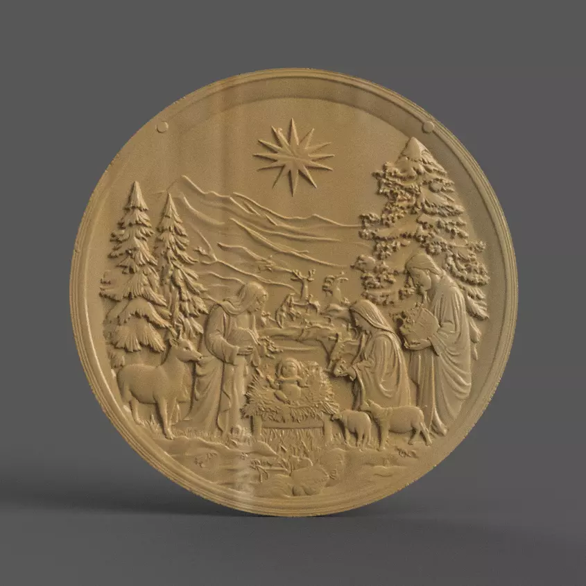 Christmas Nativity Scene 3D Wall Art and Keychain Design tree 3D print model_0