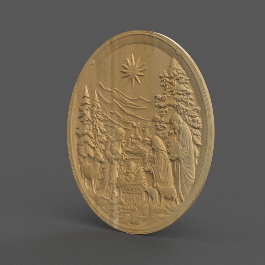 Christmas Nativity Scene 3D Wall Art and Keychain Design tree 3D print model_1