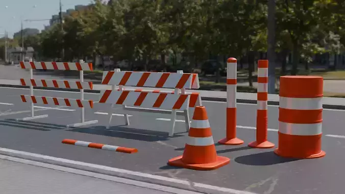 Traffic Cones Barricades Set