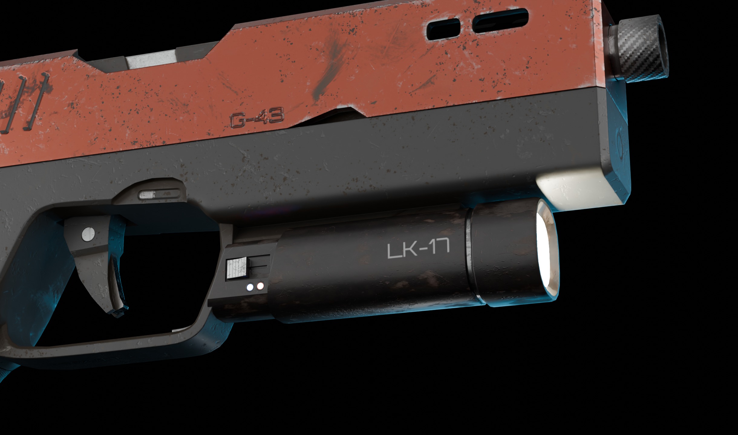 Modern Sci-fi Pistol Low-poly 3D model_11