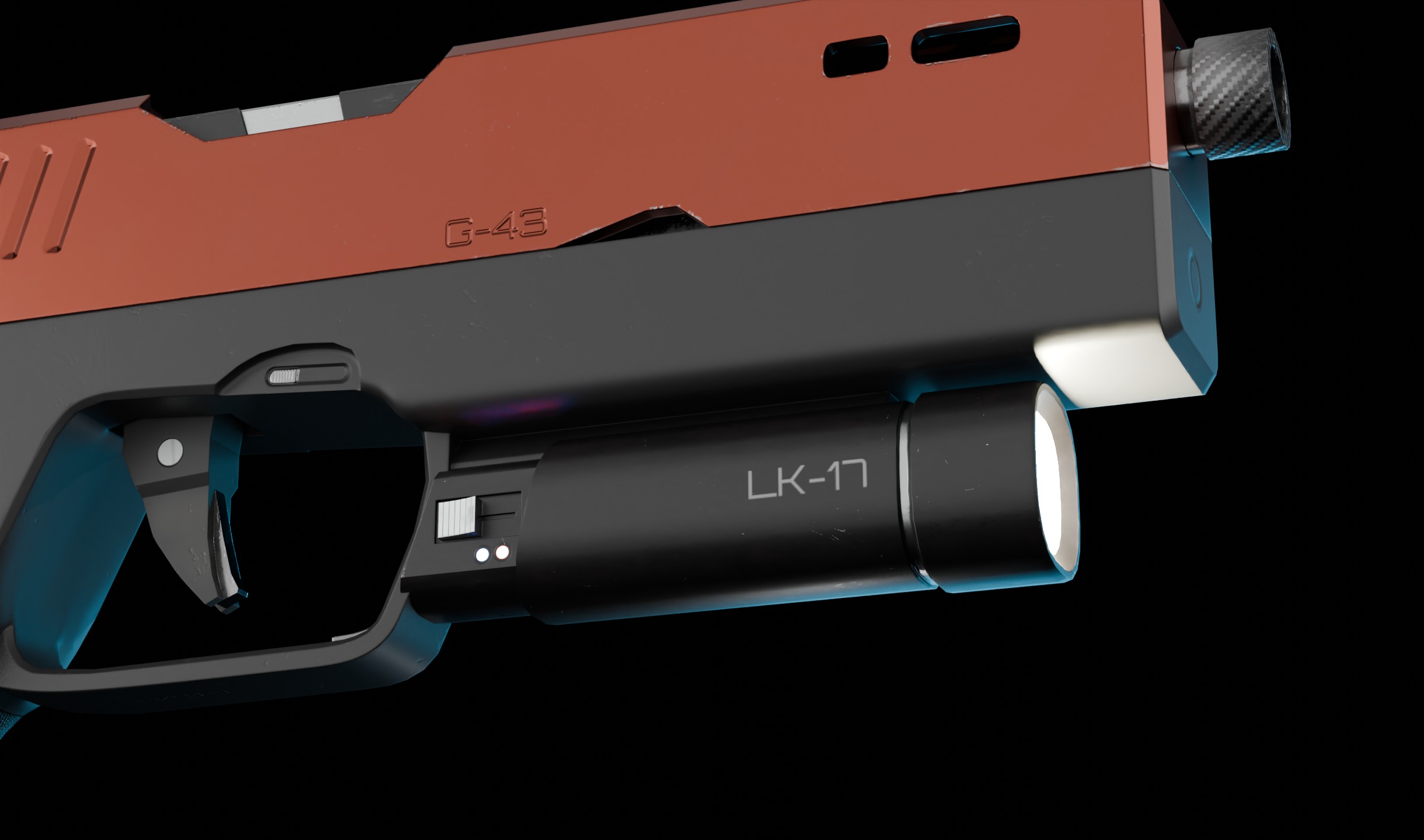 Modern Sci-fi Pistol Low-poly 3D model_12