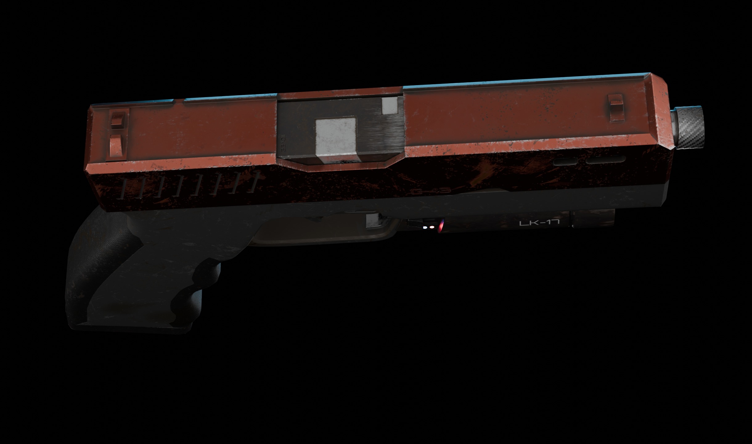 Modern Sci-fi Pistol Low-poly 3D model_9